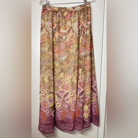 Chico’s Chiffon Floral Brown Purple Maxi Skirt Size 0 (US 4-6) - Picture 7 of 13